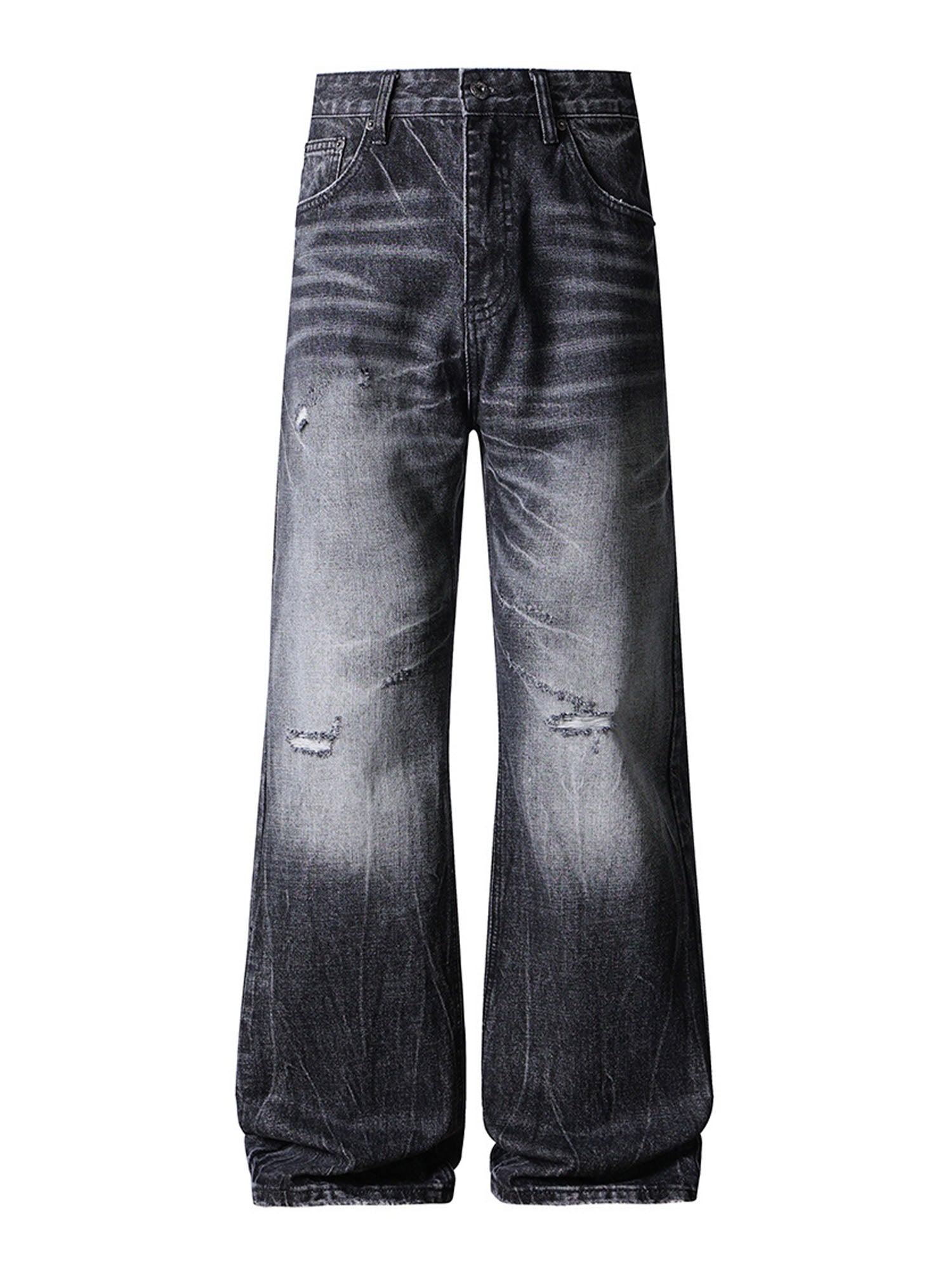 BLACK DISTRESSED BOOTCUT DENIM